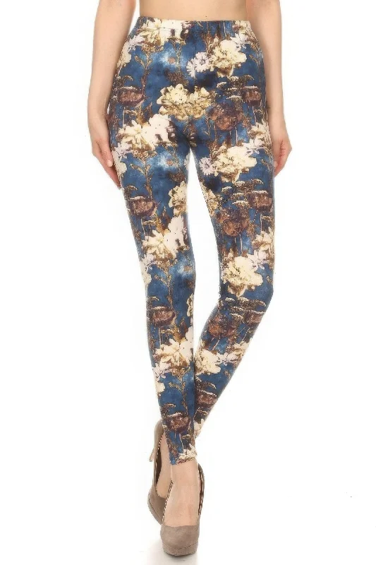 Stylish Loungewear for Women Floral Printed High Waisted Leggings With An Elastic Waist