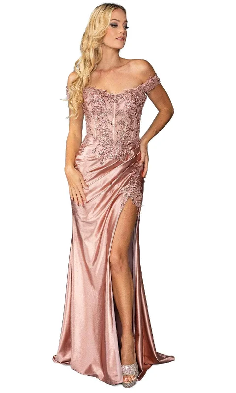 Clothing Brands Dancing Queen 4442 - Cap Sleeve Appliqued Prom Gown