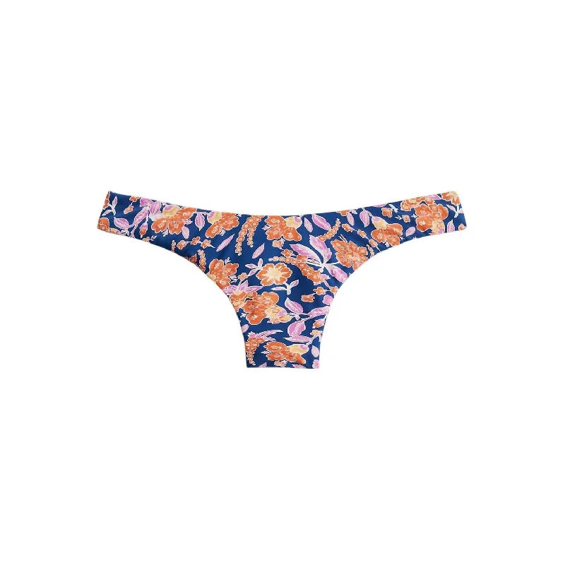 Classic Women's Apparel Women's Curved-Waist Cheeky Bikini Bottom In Gathered Floral Block Print