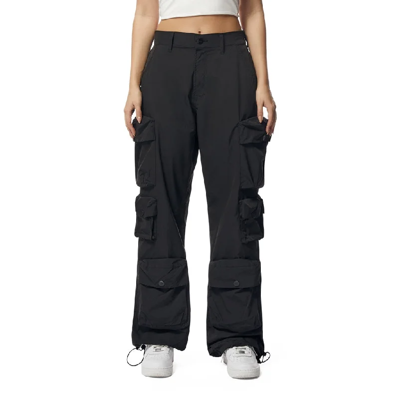 Women's Luxury Attire Wide Leg Cargo Pants - Black