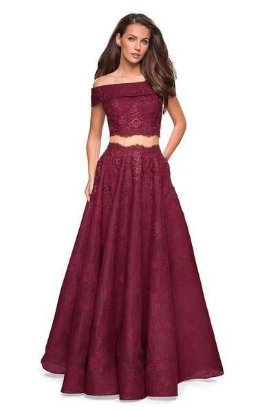 Sustainable Women's Clothing La Femme 27028 - Two-Piece Lace Gown