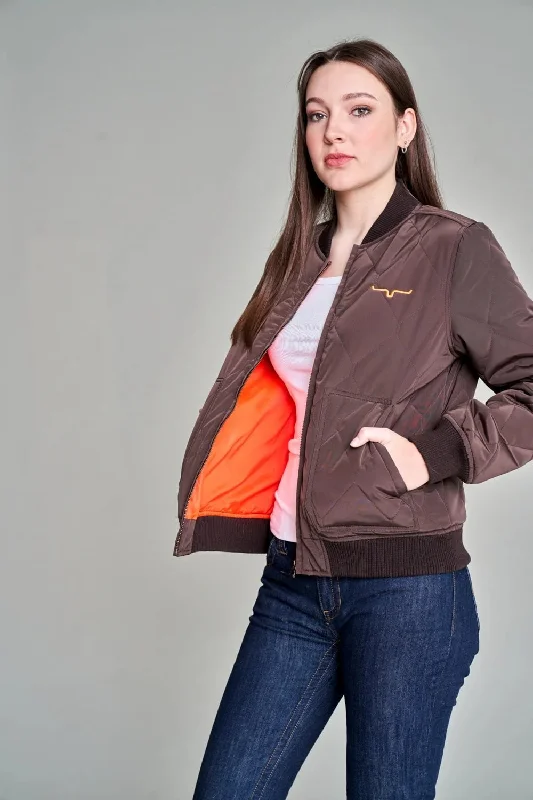 Women's Comfy Attire For Lounging Kimes Ranch Womens Marinos Bomber Brown Polyester Insulated Jacket