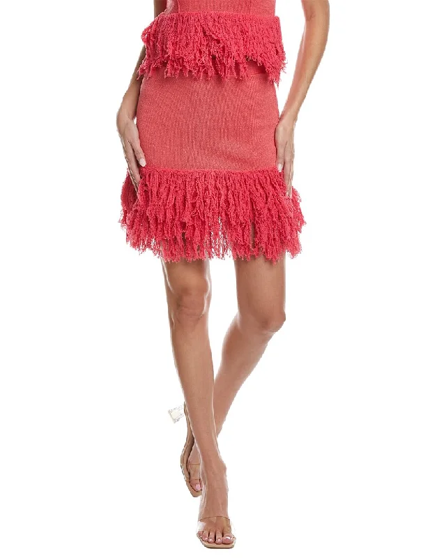 Vintage Women's Fashion JoosTricot Fringe Linen-Blend Mini Skirt