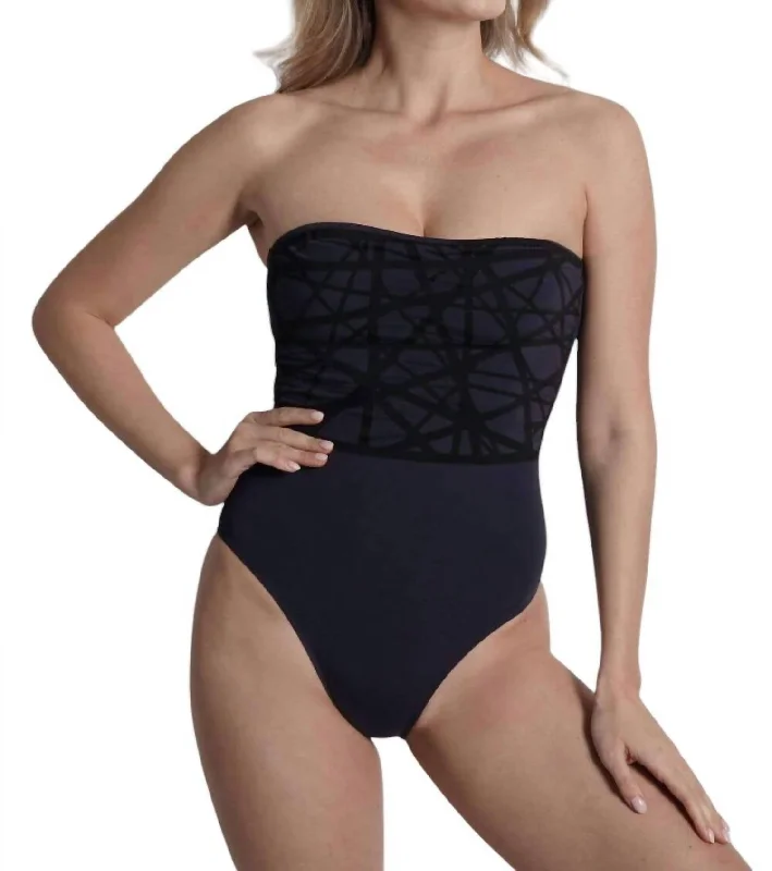 Women's Professional Apparel Bandeau One Piece Swimsuit In Navy