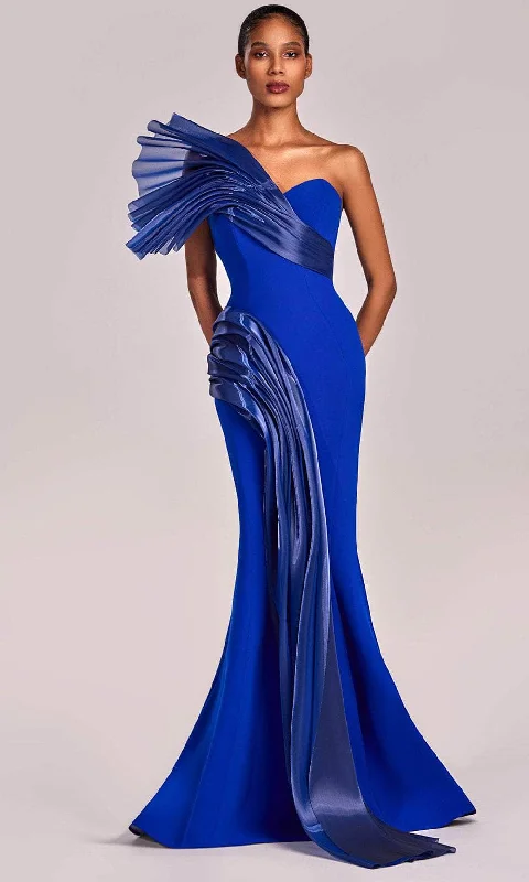 Women's Online Boutique MNM Couture G1808 - One Shoulder Draped Evening Gown