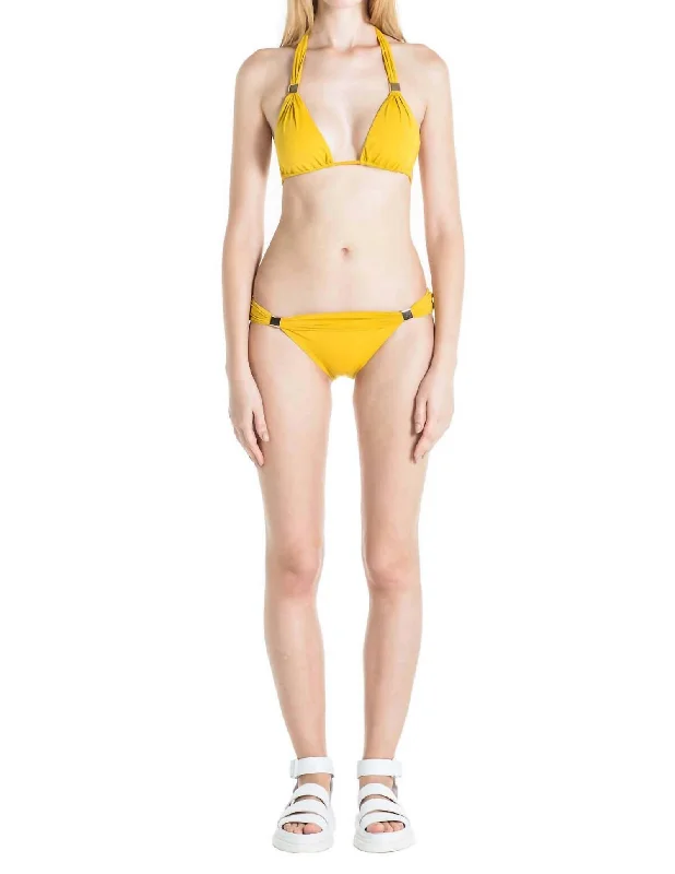 Women's Everyday Apparel Nina Classic Brief Bikini Bottom In Mustard