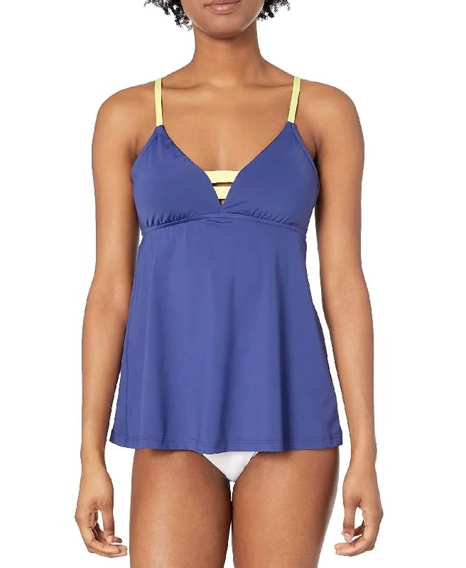 Charming Women's Outfit For Special Occasions In The Loop Tankini In Blue Opal