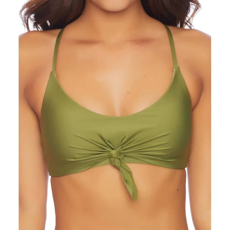 Vintage Women's Fashion Art Deco Bralette Bikini Top In Art Deco Olive