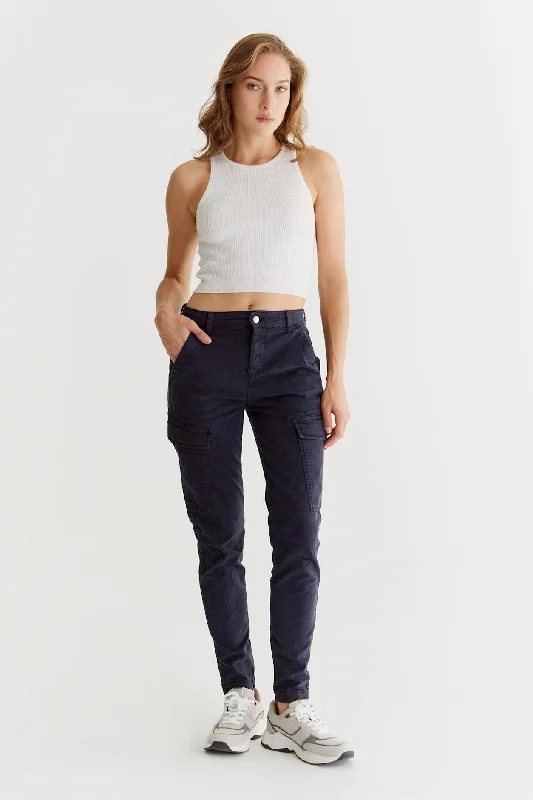 Casual Wear Angel High Waist Cargo Pants Winter Dark Blue