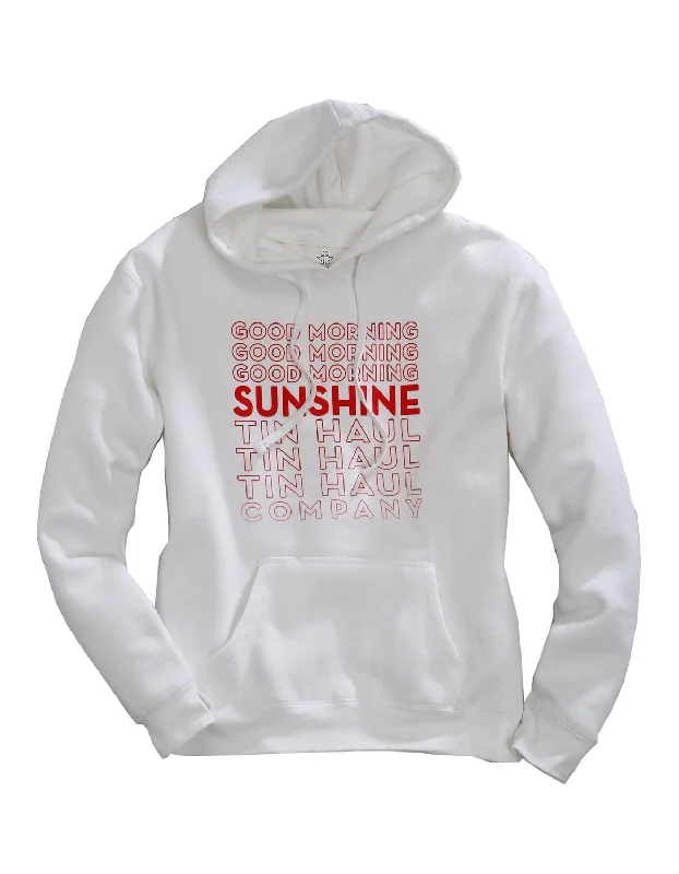 Fashionable Women's Clothes Tin Haul Womens White/Red Cotton Blend Good Morning Sunshine Hoodie