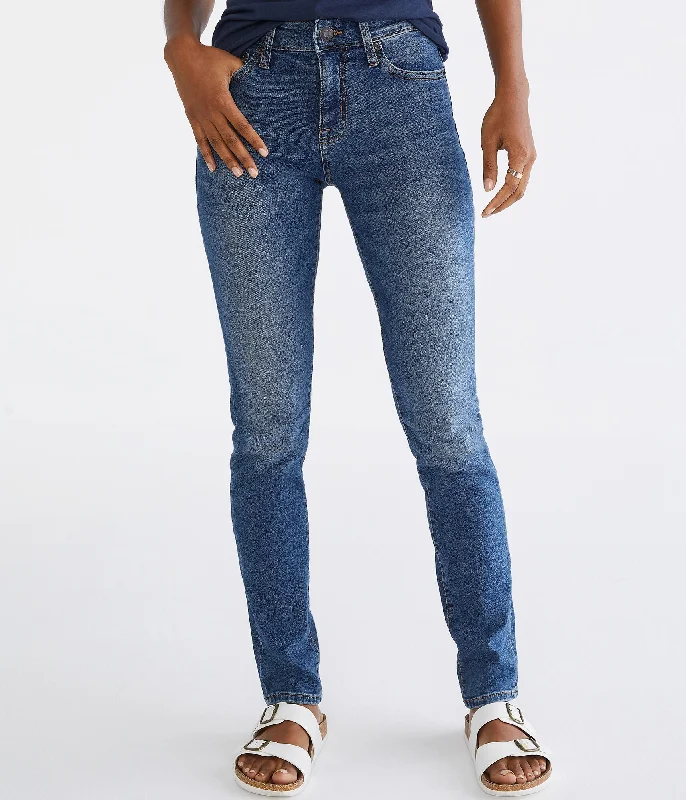 Casual Style for Busy Women Aeropostale Women's Premium Seriously Stretchy Mid-Rise Skinny Jean