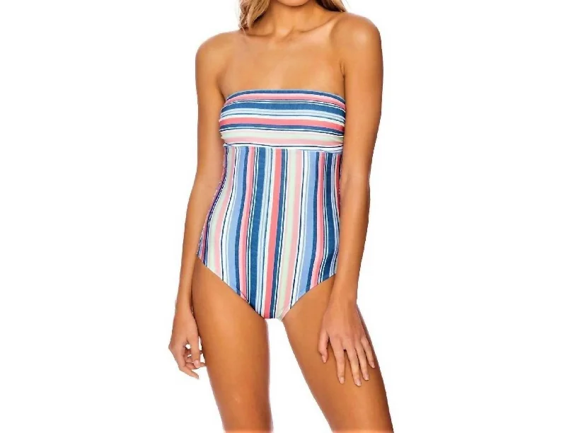 Woman Clothing Bandeau One Piece Swimsuit In Holding Pattern Multi