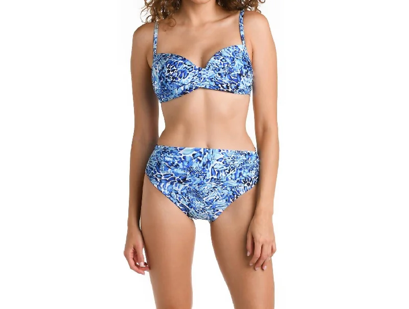 Extreme Clearance Deals Mid-Waist Sash Band Bottom In Aquatic Nature Blue