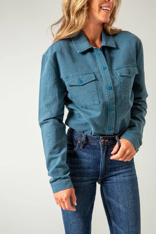 Women's Casual Dresses Kimes Ranch Womens Cloverleaf Shirt Dark Blue 100% Cotton Cotton Jacket