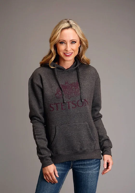 Women's Clothes And Garments Stetson Womens Graphite Grey Cotton Blend Crest Logo Hoodie