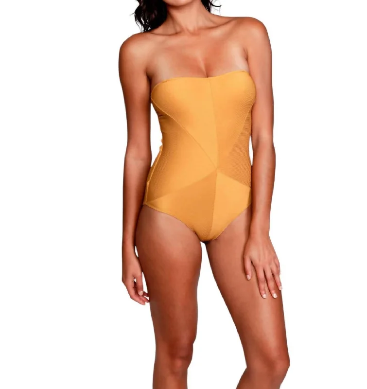 Women's Comfortable Apparel Hannah Bandeau One Piece Swimsuit With Removable Straps In Gold